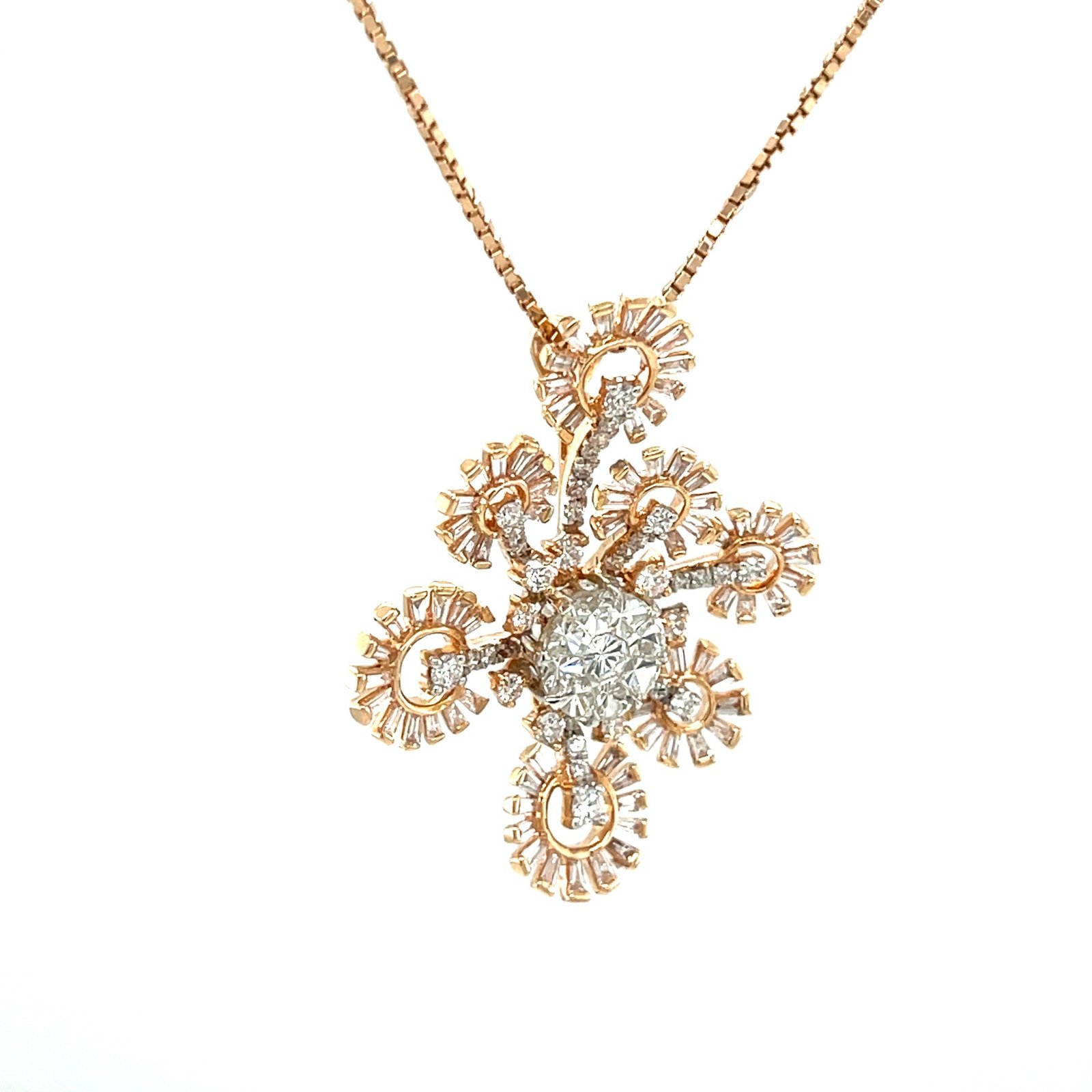 Radiant Rose Gold Diamond Burst Pendant